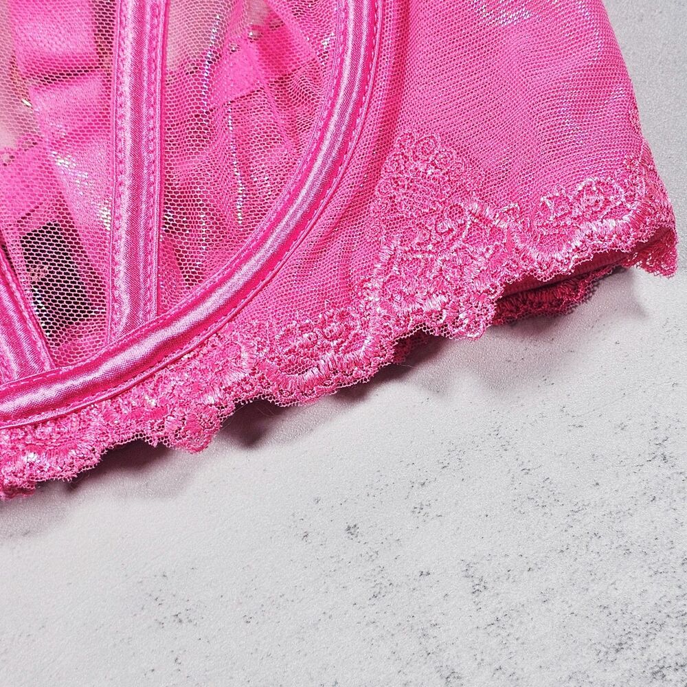 Honey Birdette Natalie Pink Sheer Embroidered Balconette Bra Size 38DD - Picture 8 of 11